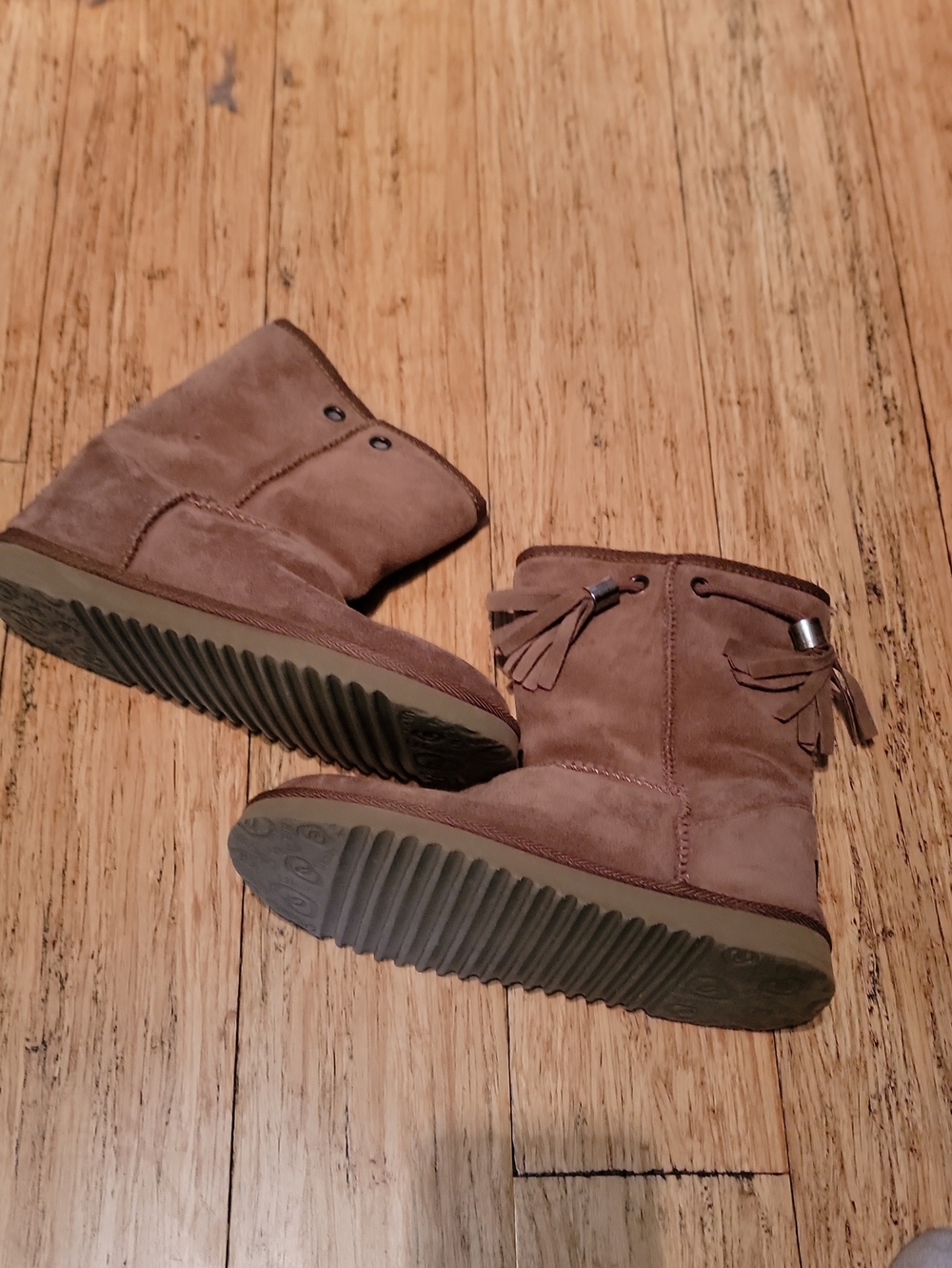 Ukala Women’s Brown Suede Tassel Winter Boot Slippers